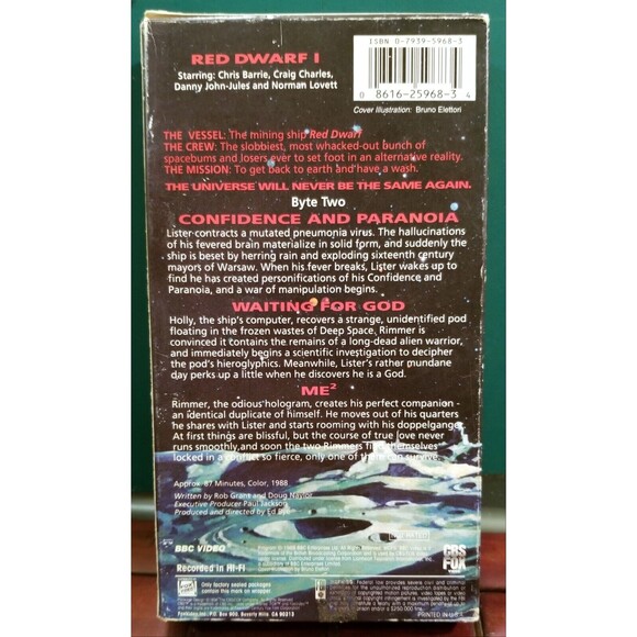 Red Dwarf I Confidence & Paranoia Byte Two VHS 1988 BBC - Picture 3 of 3